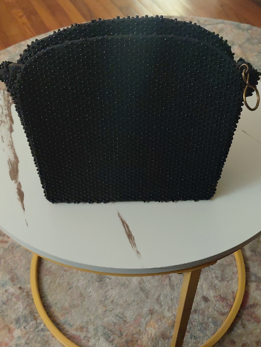 Black Beaded Women’s Vintage Handbag Brand: Lumured.  Black Beaded 50s to 60s